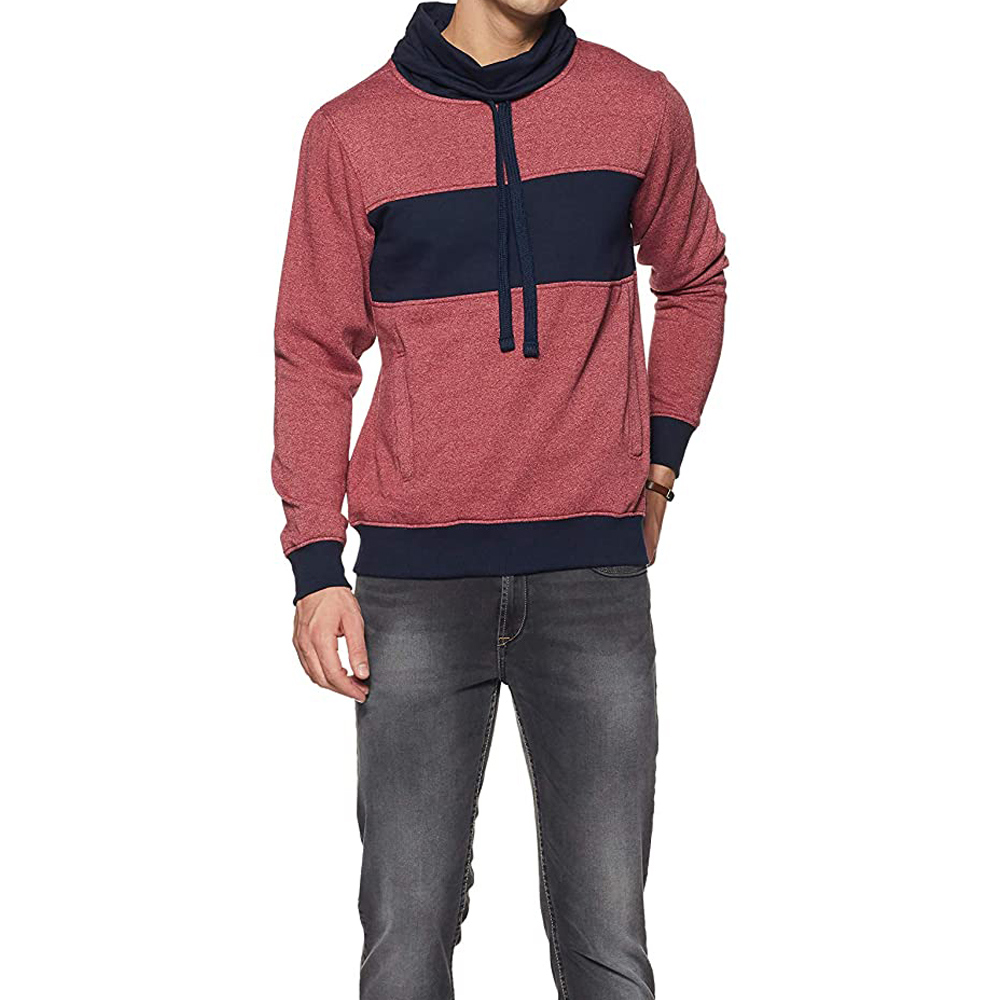 Thermal-lined pullover in maroon colour-block